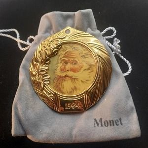 VIntage 1984 Monet Jewelers Gold Tone Christmas Frame in Bag